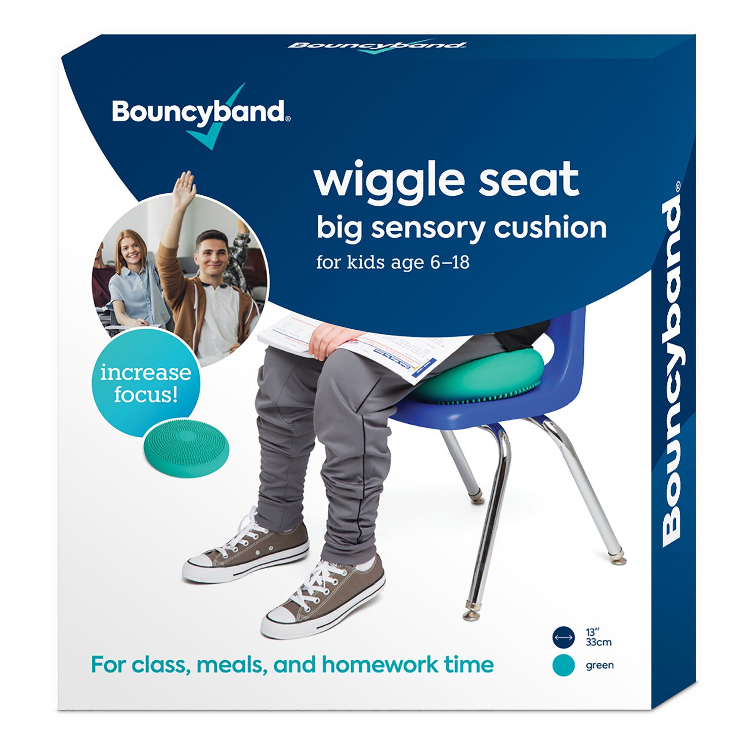 Bouncyband Big Wiggle Seat Sensory Cushion in Mint - Movement & Focus for Kids!