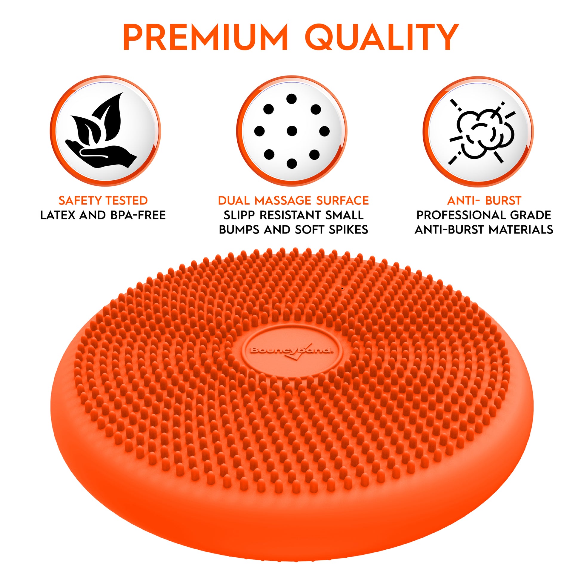 Bouncyband Big Wiggle Seat Sensory Cushion - Vibrant Orange