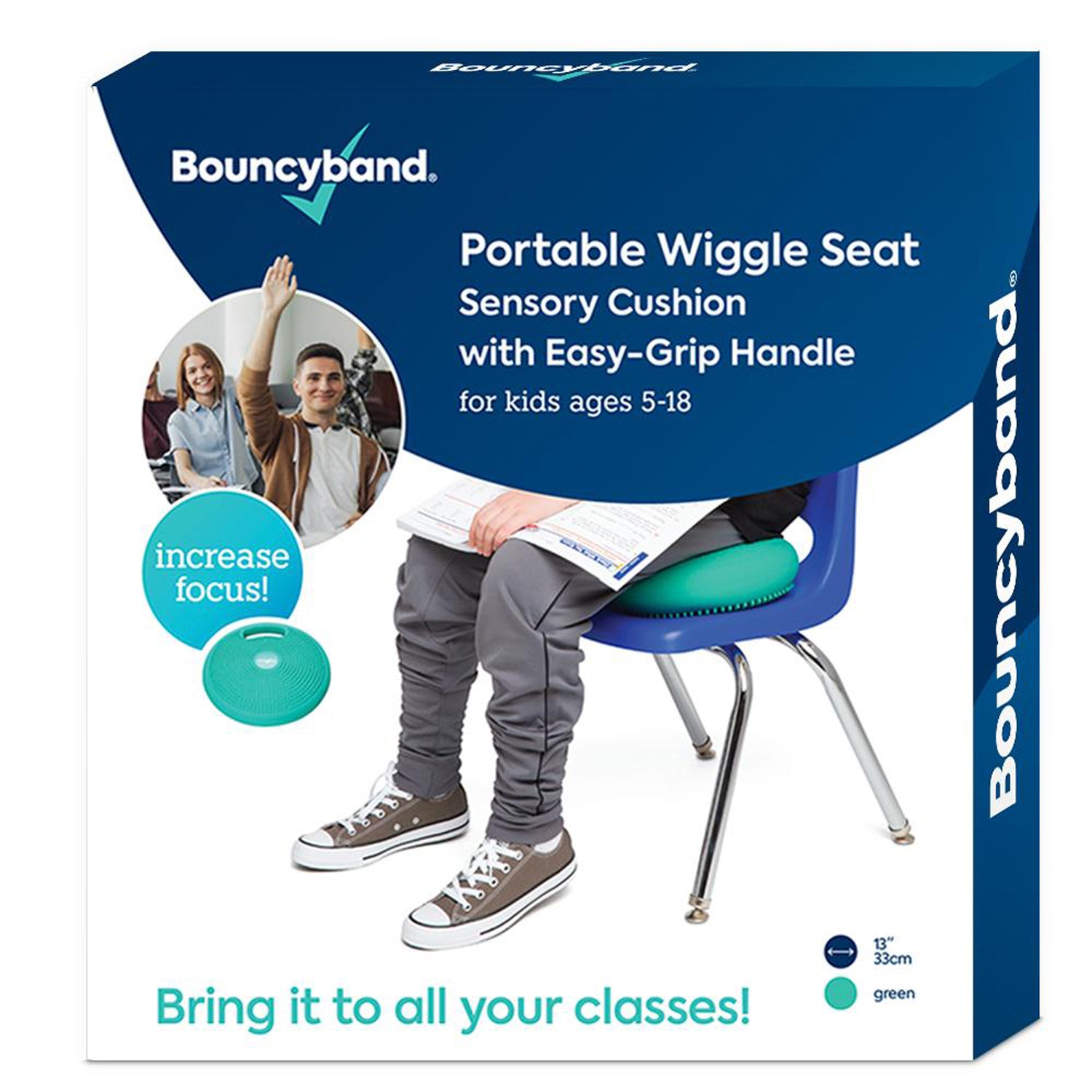 Bouncyband Portable Wiggle Seat Sensory Cushion, Energizing Green