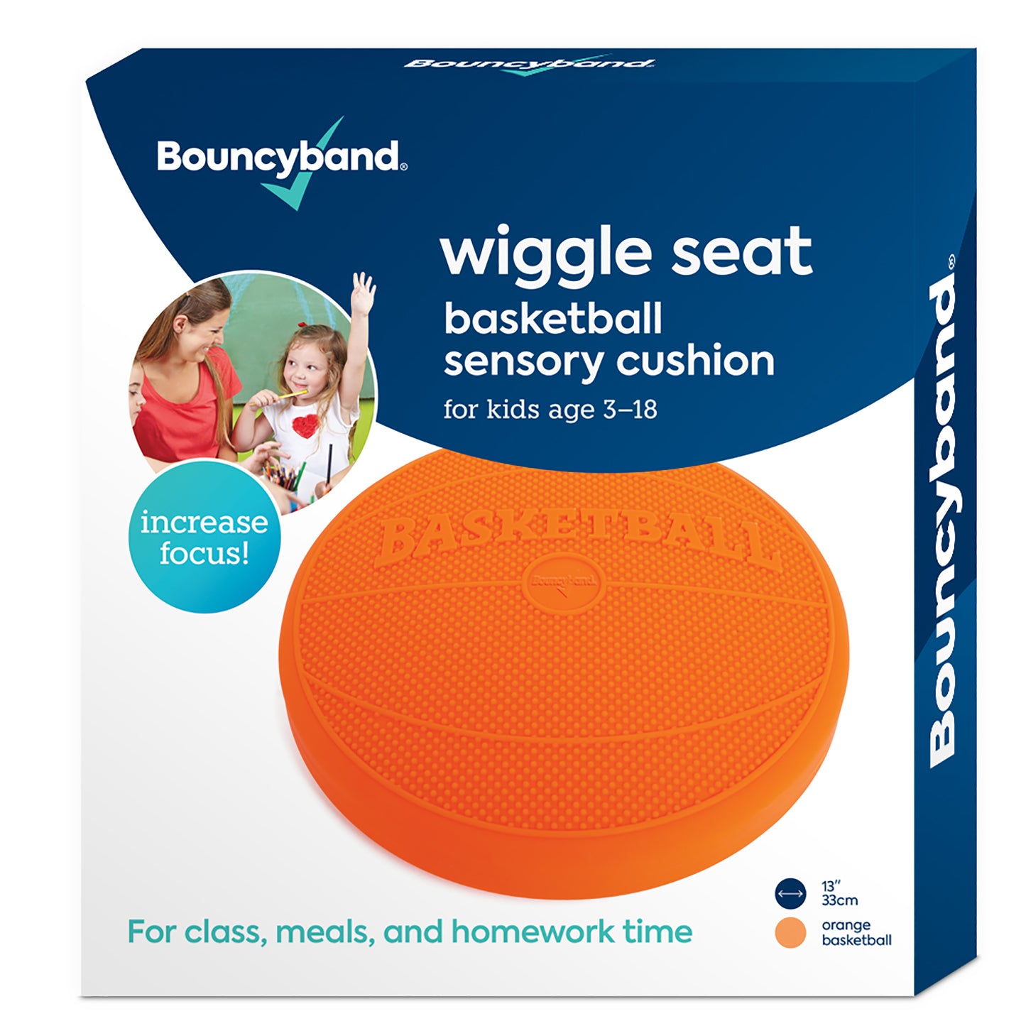 Bouncyband Wiggle Seat Sensory Cushion - Orange Basketball Design