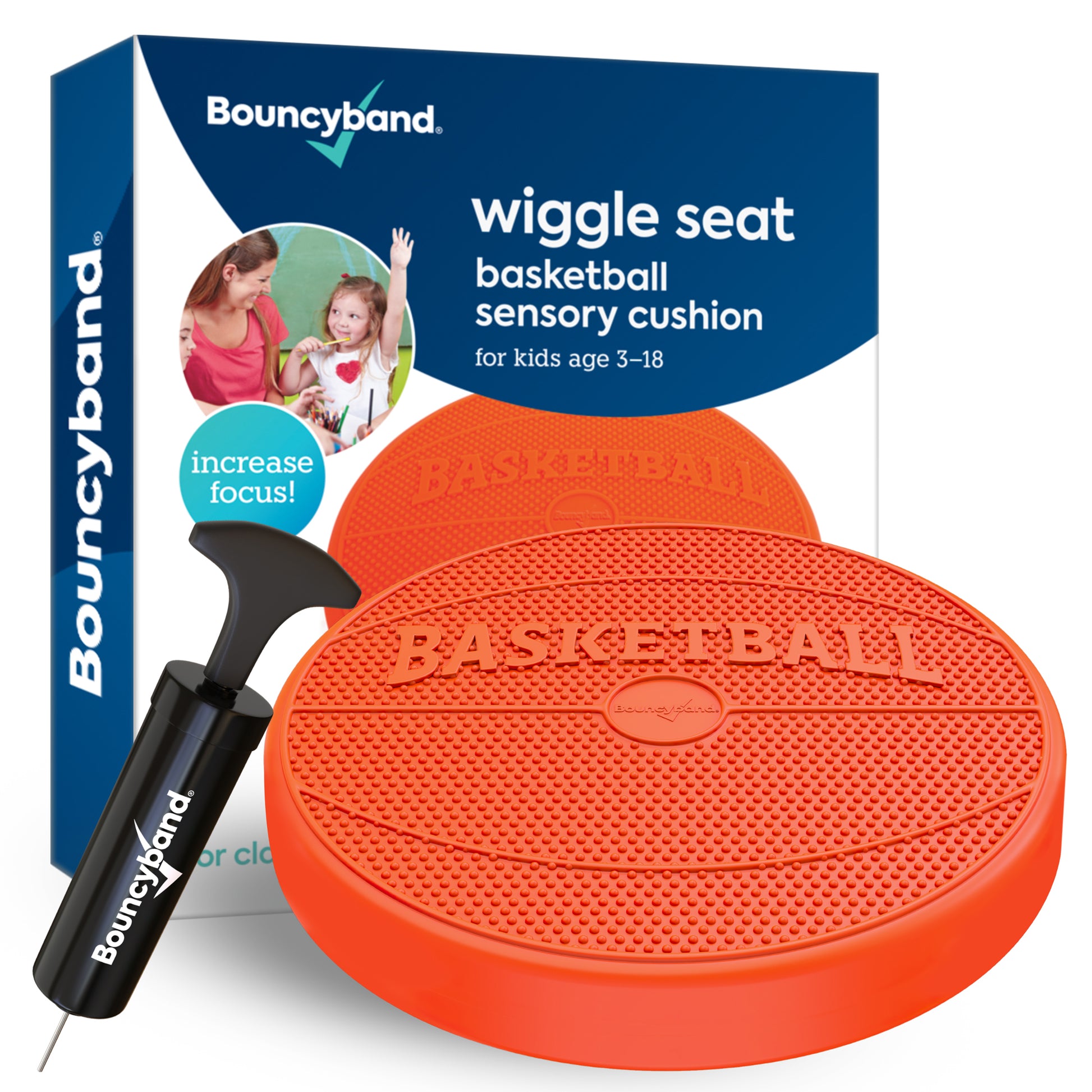 Bouncyband Wiggle Seat Sensory Cushion - Orange Basketball Design