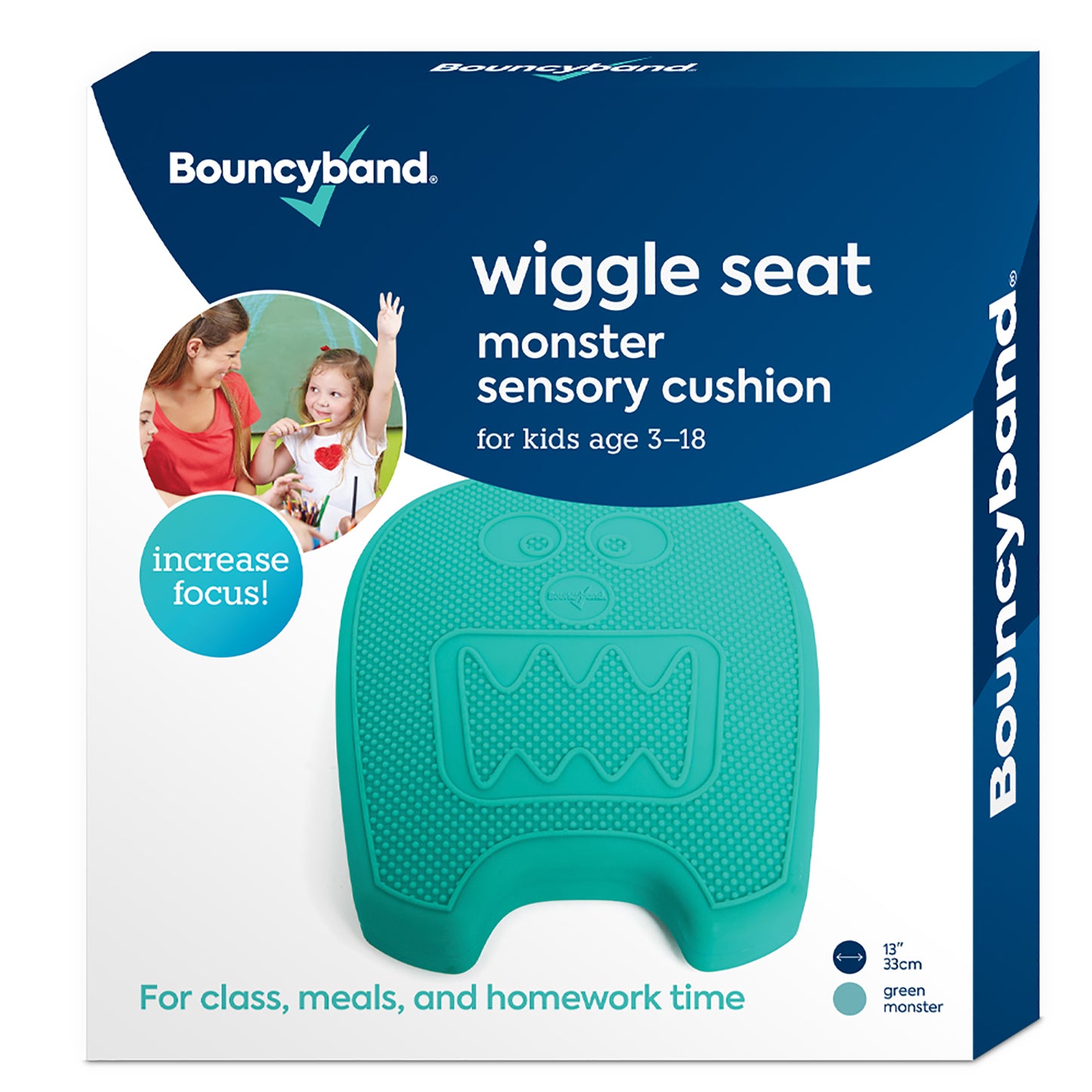 Bouncyband Wiggle Seat Sensory Cushion, Mint Monster - Keep Calm and Wiggle On!