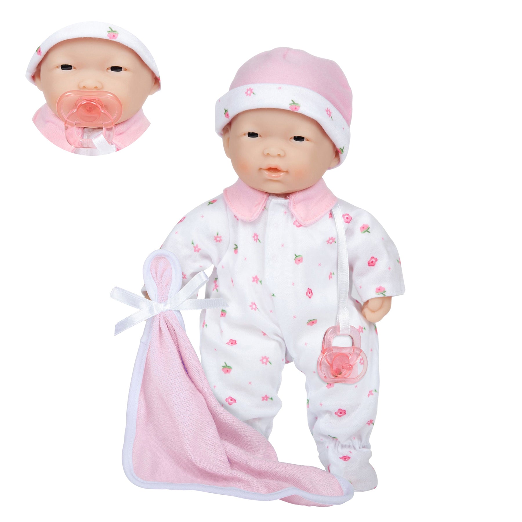 JC Toys La Baby - 11-inch Soft Baby Doll with Pink Outfit and Accessories