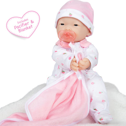 JC Toys La Baby - 11-inch Soft Baby Doll with Pink Outfit and Accessories