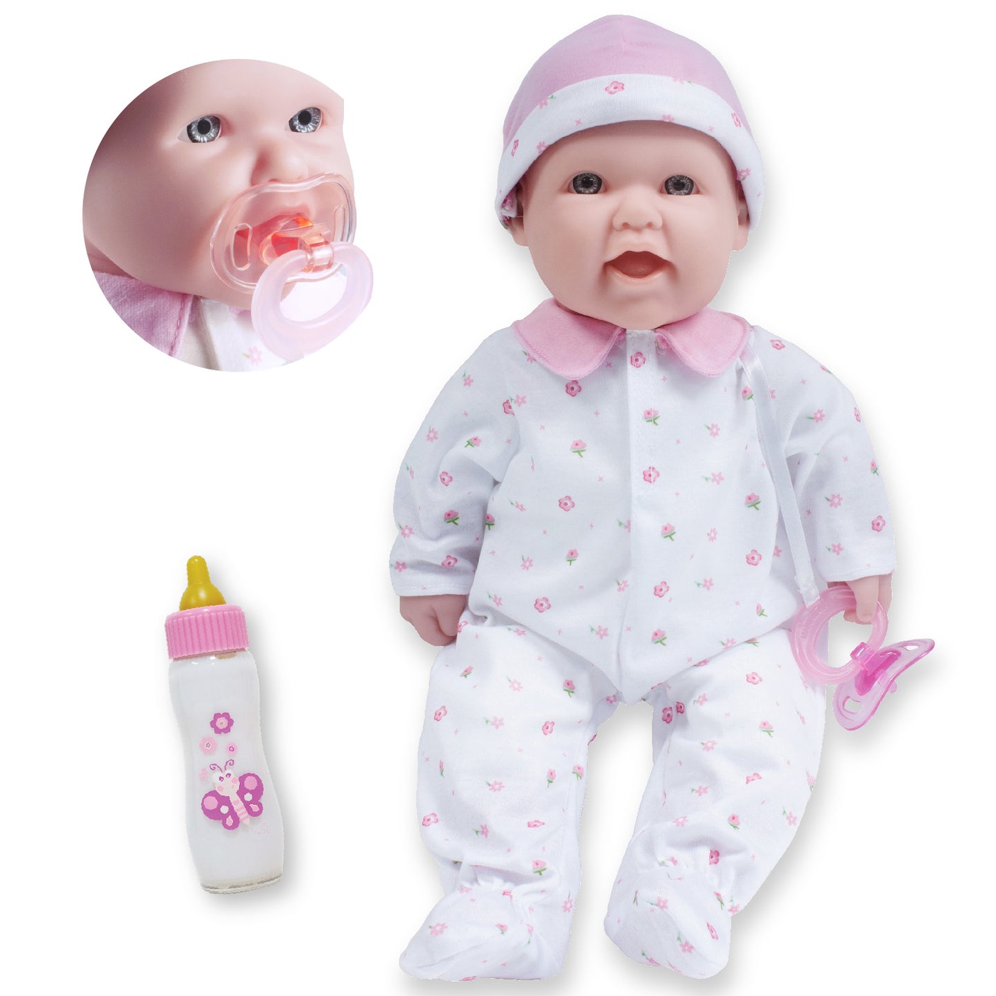 JC Toys La Baby Soft 16" - Pink Sleeper with Pacifier