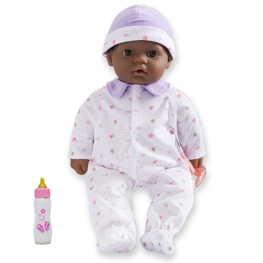 JC Toys La Baby Soft 16" Baby Doll, Purple with Pacifier, African-American