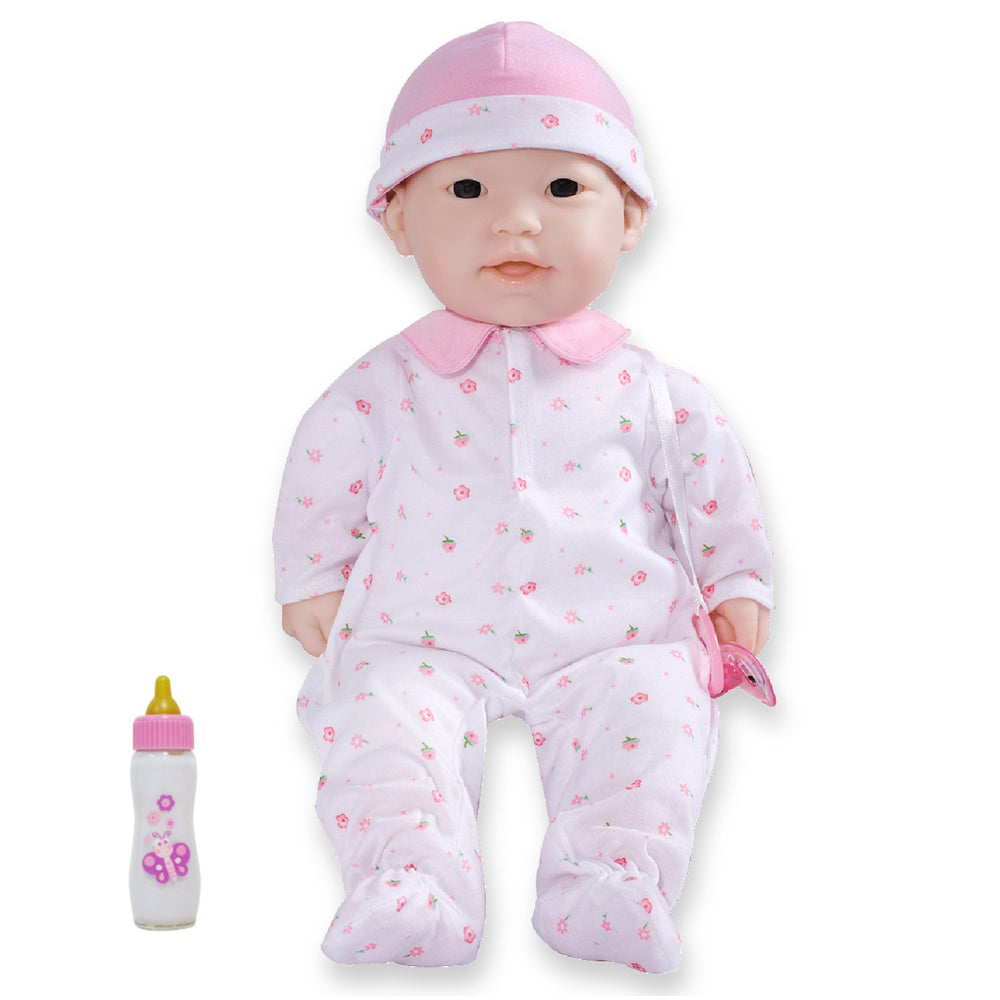 JC Toys La Baby Soft 16" Doll with Pink Sleeper and Pacifier