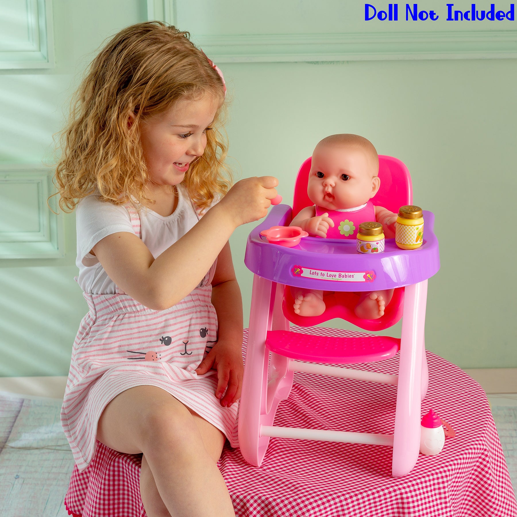 JC Toys For Keeps! Doll High Chair & Playset - Pink and Purple