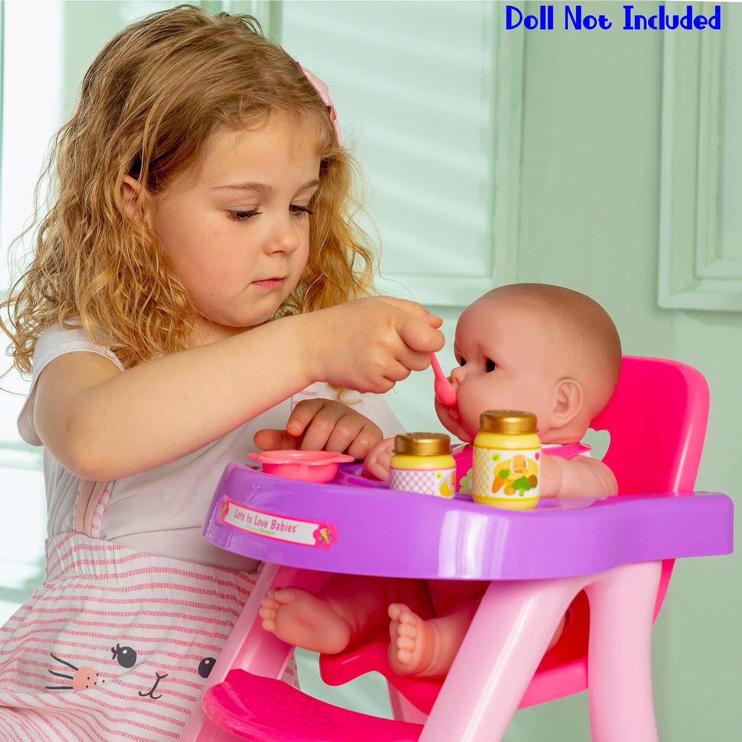 JC Toys For Keeps! Doll High Chair & Playset - Pink and Purple