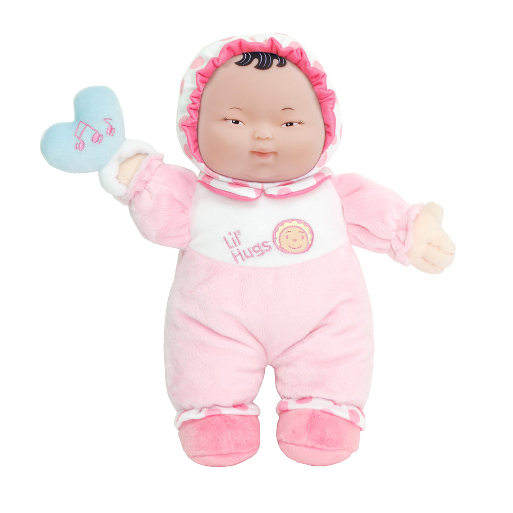 JC Toys Lil' Hugs - Pastel Outfit with Rattle Asian Doll, 12 Inch