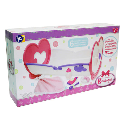 JC Toys Deluxe Rocking Doll Crib with Heart Design & Accessories