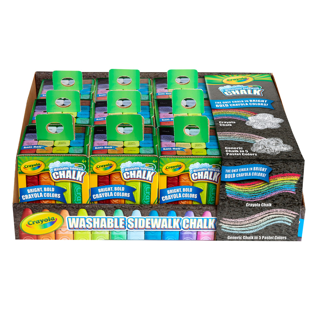 Crayola Washable Sidewalk Chalk Tray - Multi-Colored, 16 Sticks, 12 Packs