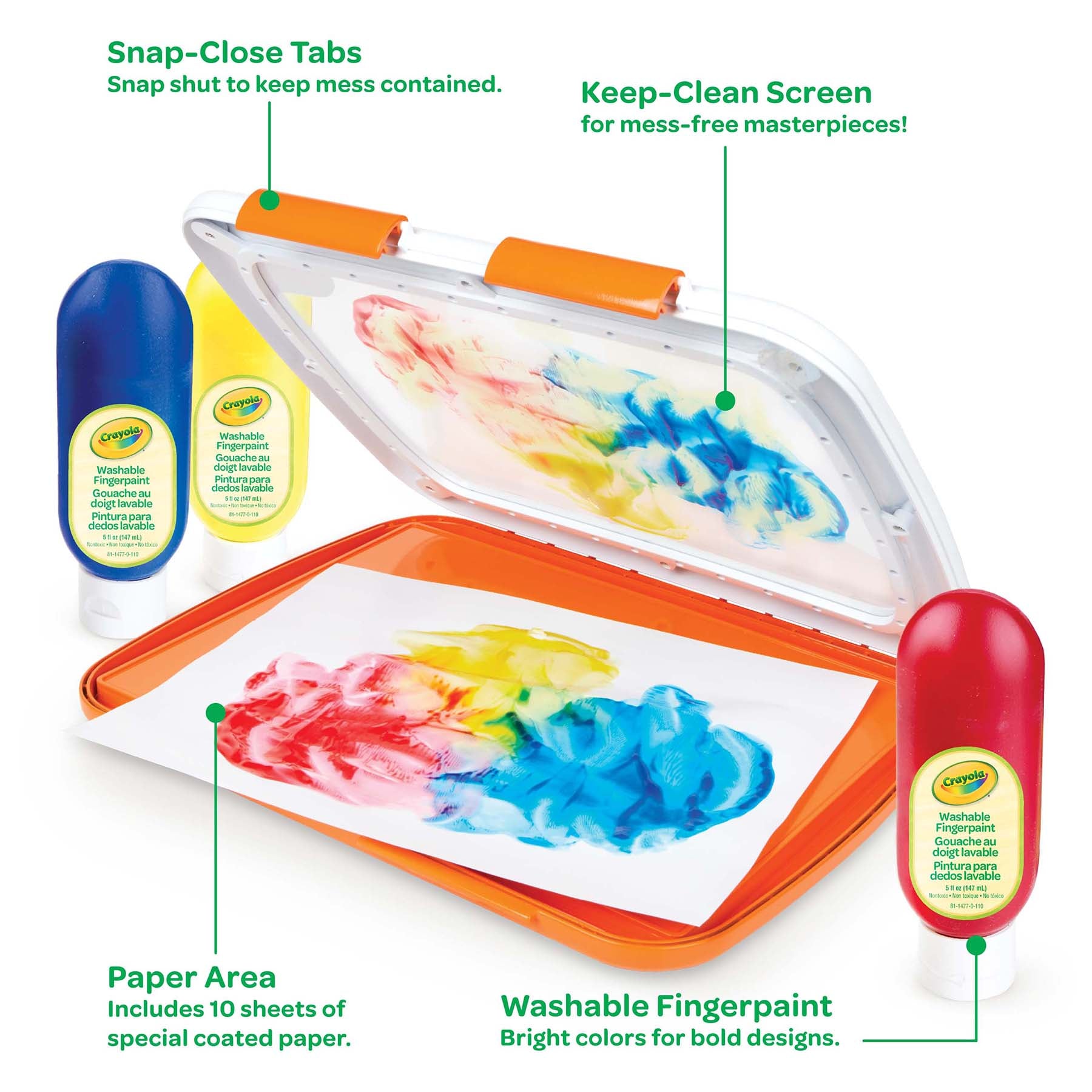 Crayola Easy-Clean Fingerpaint Set - Vibrant Toddler Art Kit