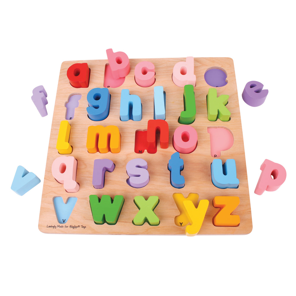 Bigjigs Toys Alphabet Adventure - Colorful Lowercase Chunky Puzzle