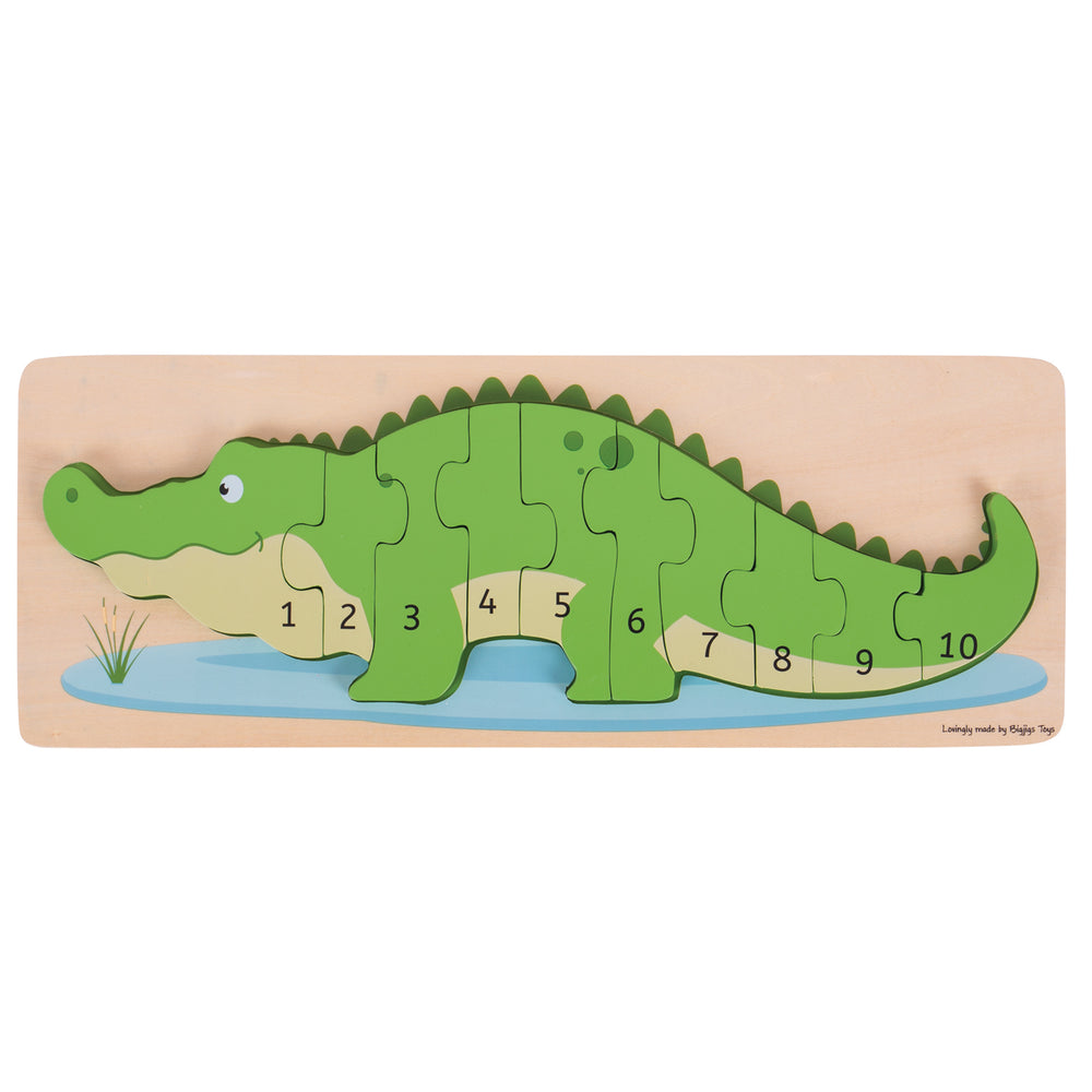 Bigjigs Toys Crocodile Number Puzzle - Eco-Friendly Wooden Math Game