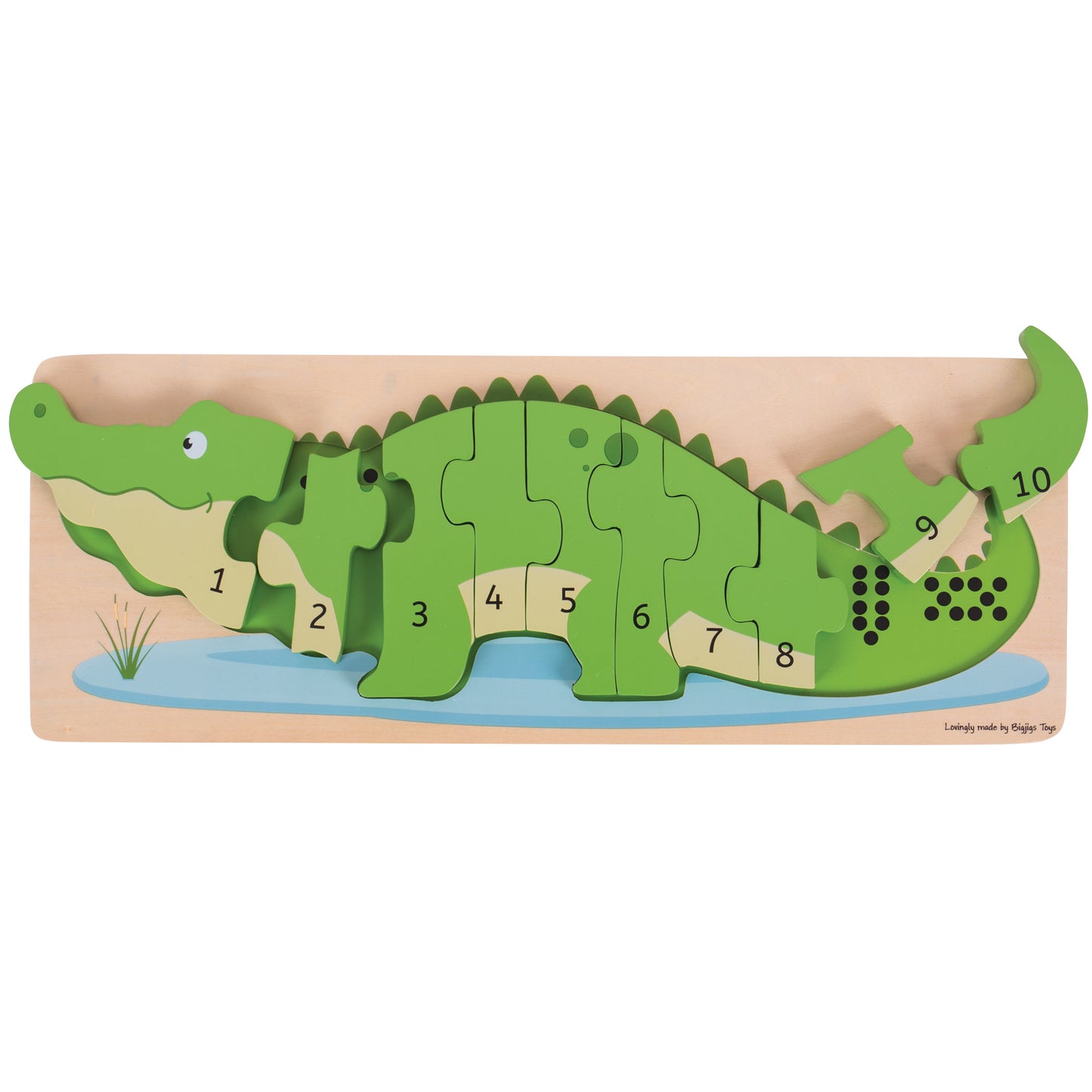 Bigjigs Toys Crocodile Number Puzzle - Eco-Friendly Wooden Math Game