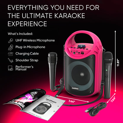 Masingo Burletta C10 Portable Pink Karaoke Machine