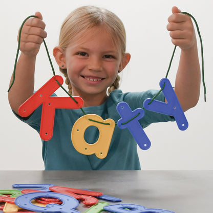 READY 2 LEARN Lacing Alphabet Set - Uppercase & Lowercase - 52 Colorful Pieces