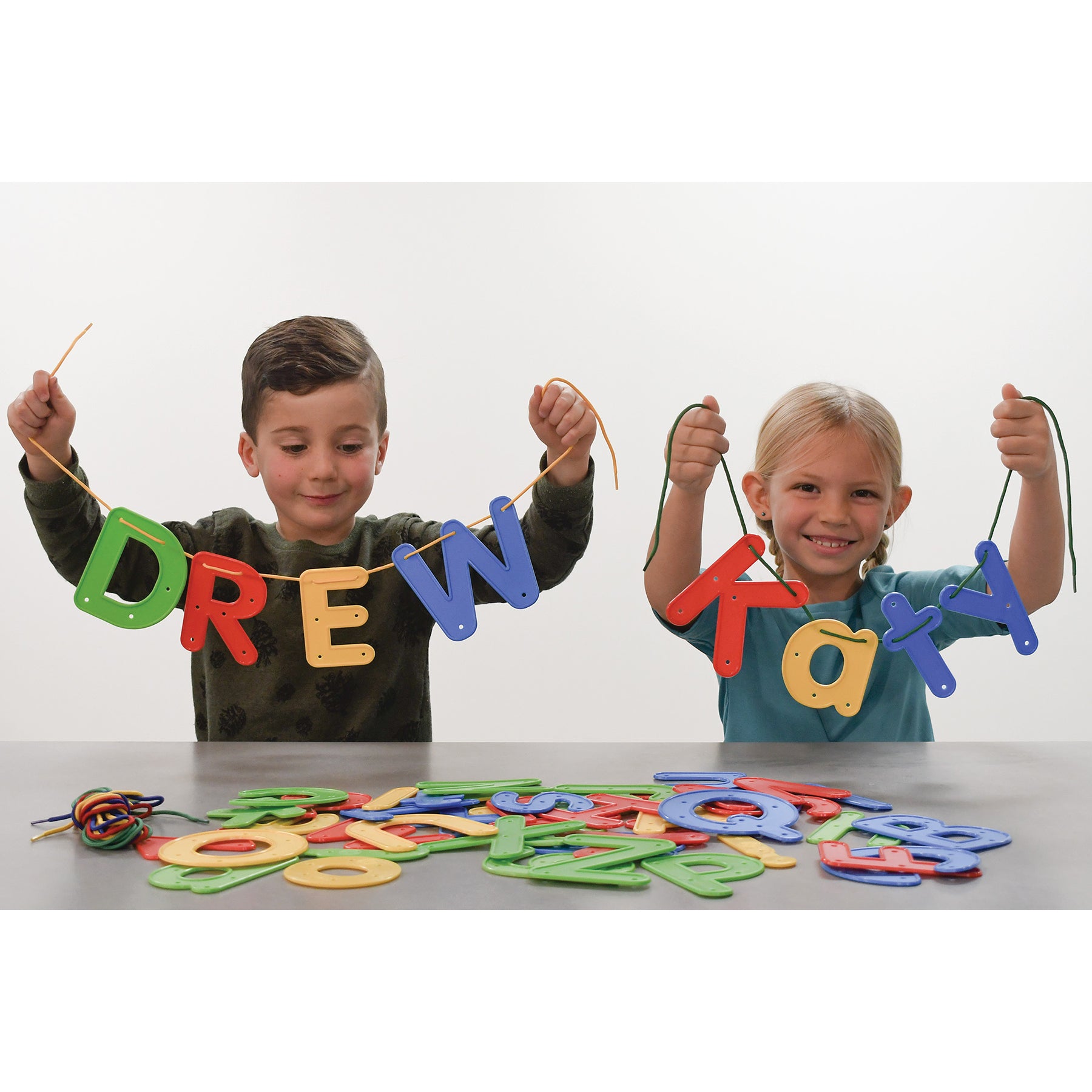 READY 2 LEARN Lacing Alphabet Set - Uppercase & Lowercase - 52 Colorful Pieces