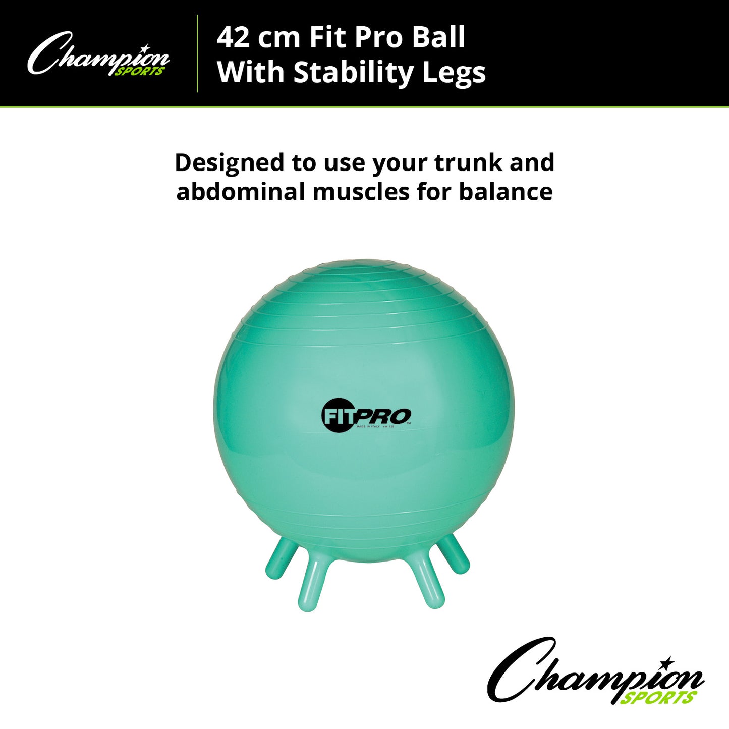 Champion Sports FitPro Stability Ball with Legs, 42cm - Enhance Your Core!