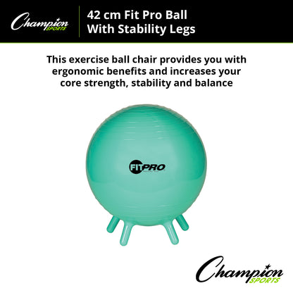 Champion Sports FitPro Stability Ball with Legs, 42cm - Enhance Your Core!