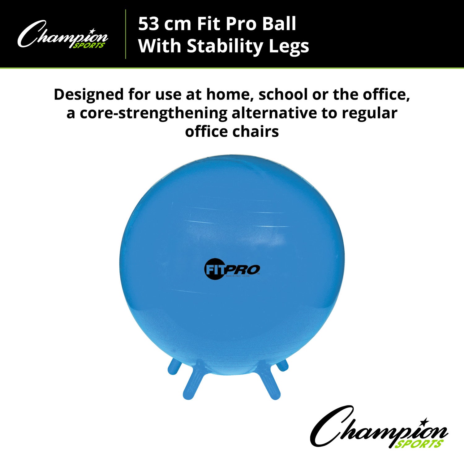 Champion Sports FitPro Stability Leg Ball, 55cm - Royal Blue