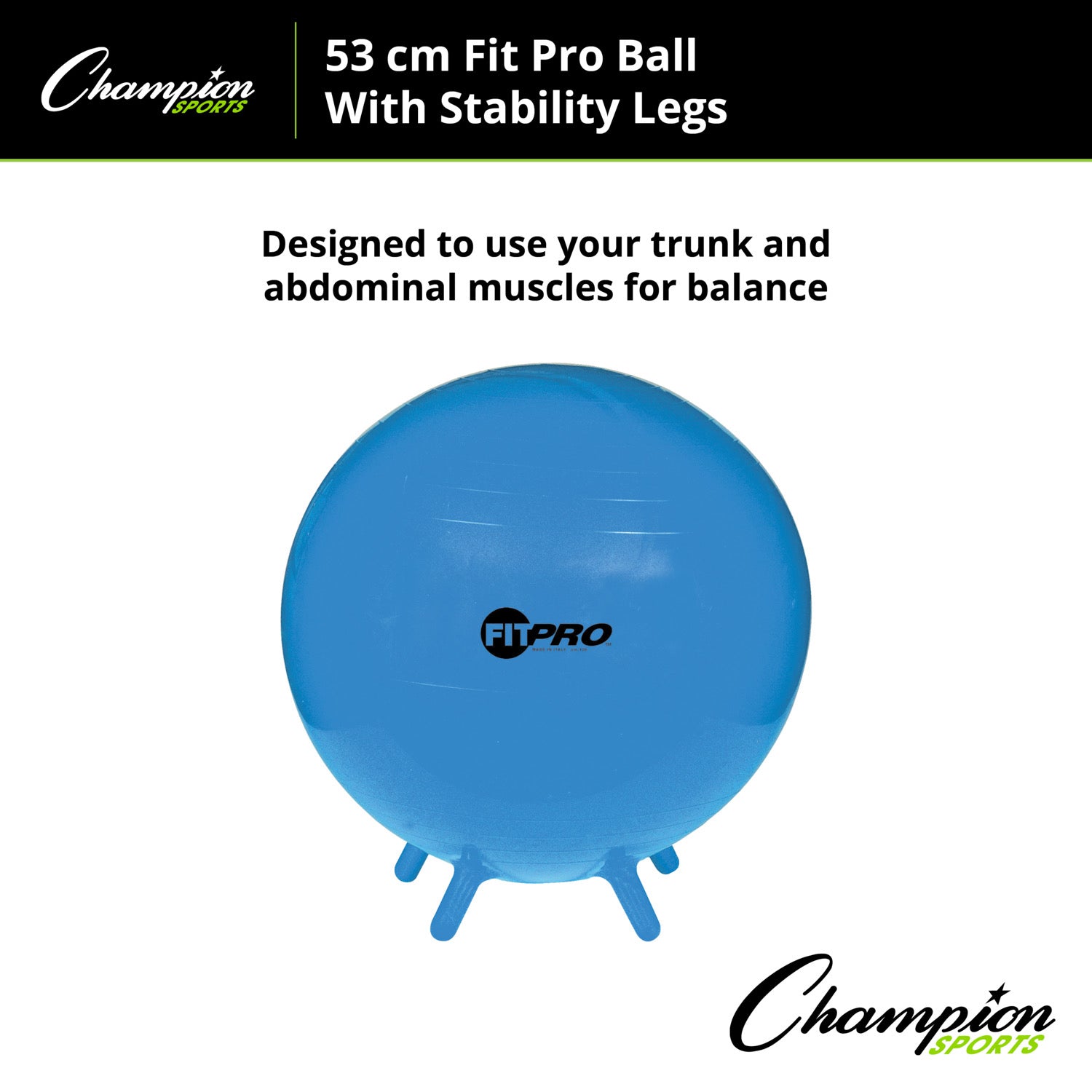 Champion Sports FitPro Stability Leg Ball, 55cm - Royal Blue