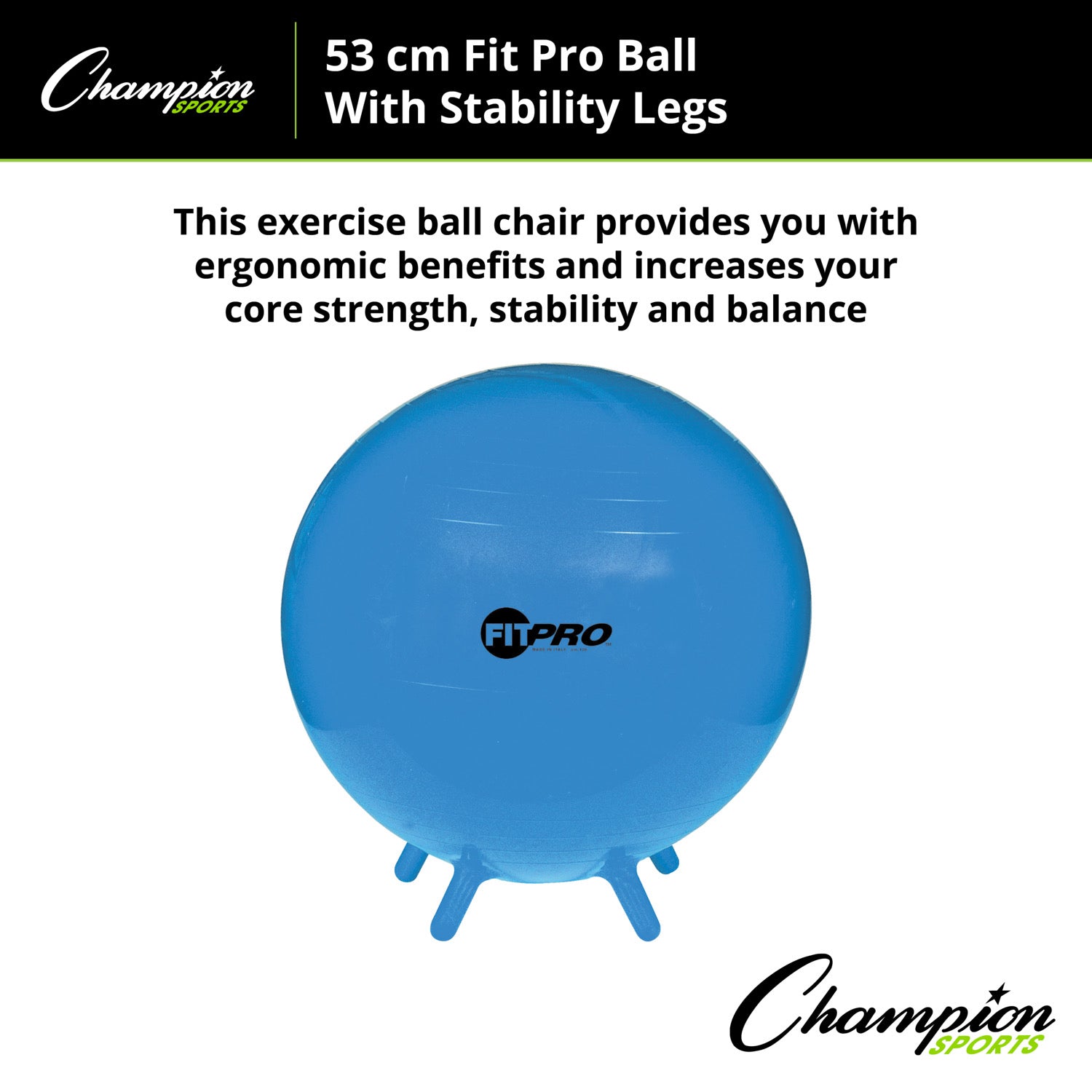 Champion Sports FitPro Stability Leg Ball, 55cm - Royal Blue