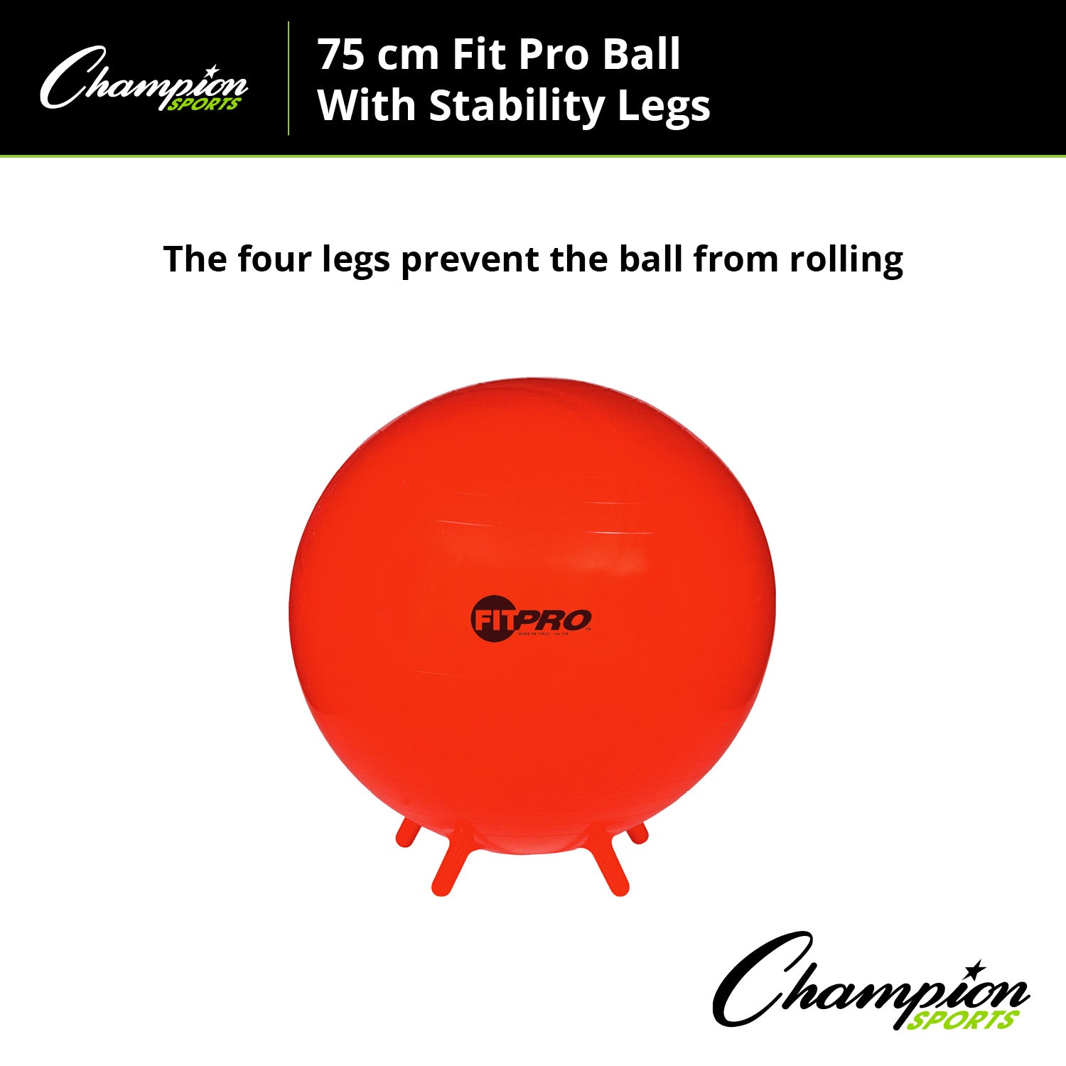 Champion Sports 75cm FitPro Ball with Stability Legs - Power Red