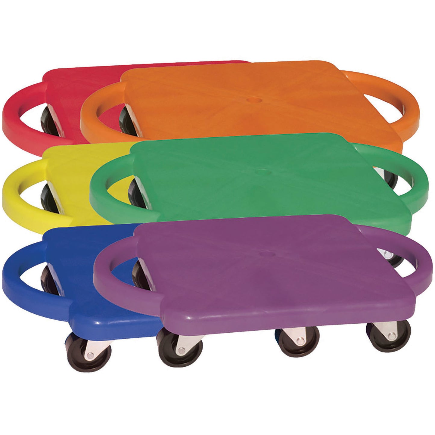 Champion Sports Colorful Scooter Board Set with Handles - 6-Pack