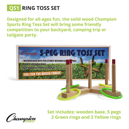 Champion Sports Classic Wooden Ring Toss Game Set