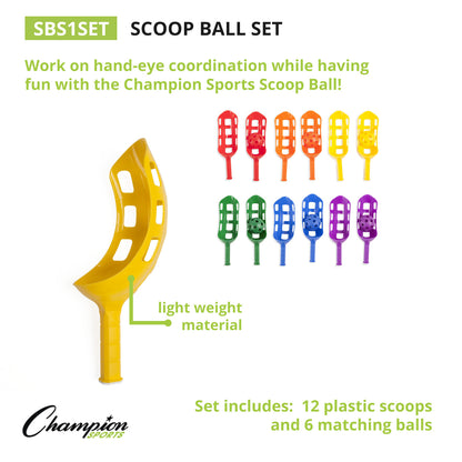 Champion Sports Colorful Scoop Ball Set - Fun Outdoor & Indoor Catch Game