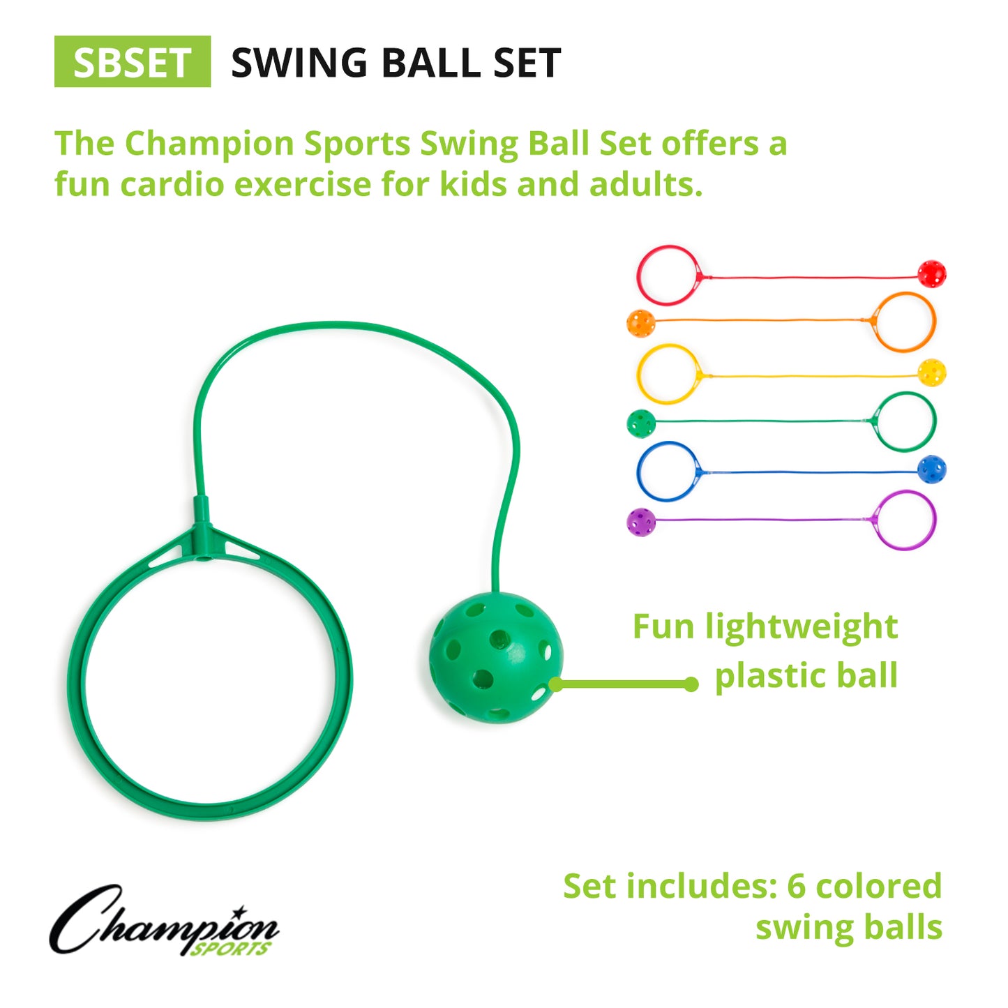 Champion Sports Colorful Swing Ball Set, 6-Pack Ankle Skip Balls