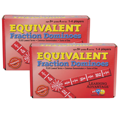 Learning Advantage Equivalent Fraction Dominoes - Math Learning Game - Pack of 2