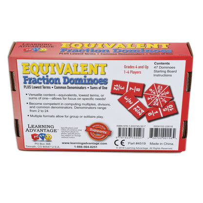 Learning Advantage Equivalent Fraction Dominoes - Math Learning Game - Pack of 2