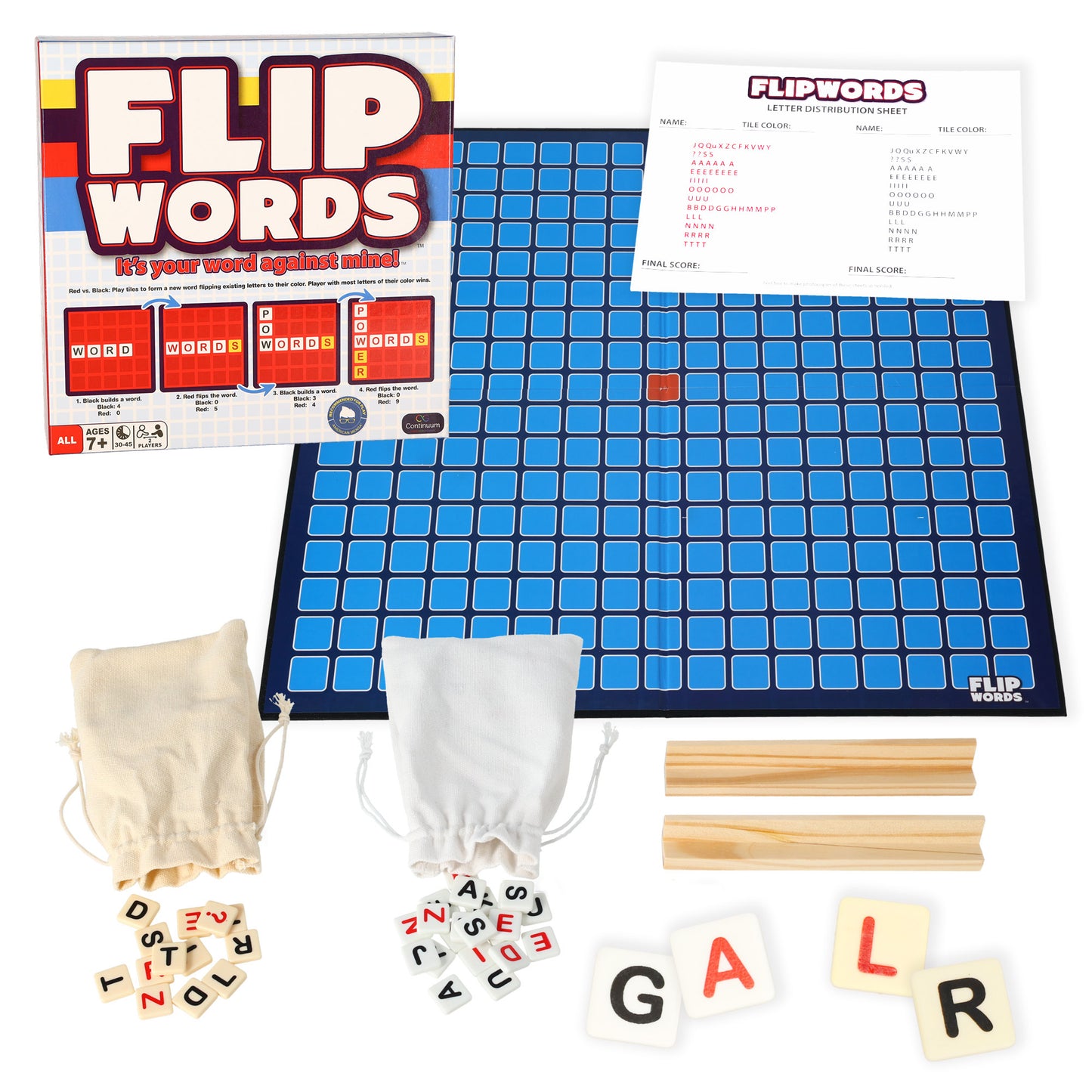 Continuum Games Flip Words Red vs Black Duel Board Game