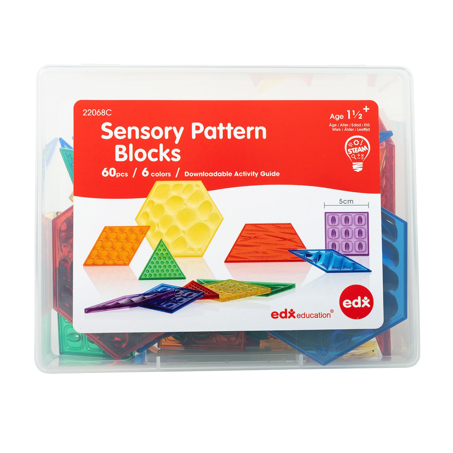 edxeducation Translucent Sensory Pattern Blocks - Tactile Exploration Set