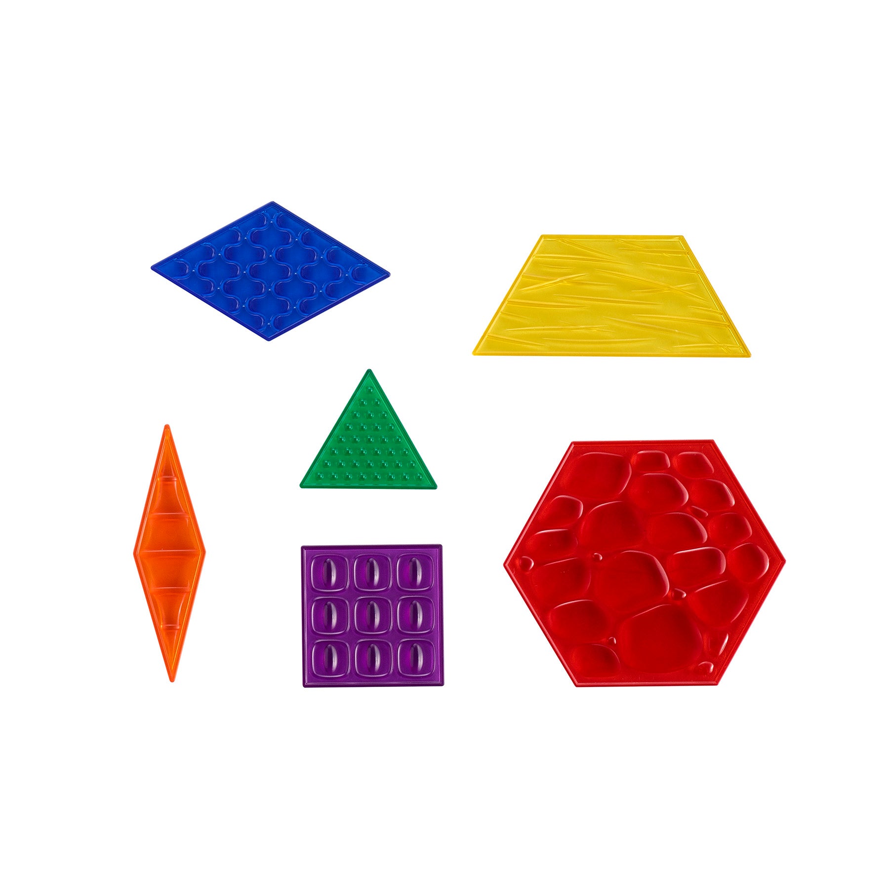 edxeducation Translucent Sensory Pattern Blocks - Tactile Exploration Set