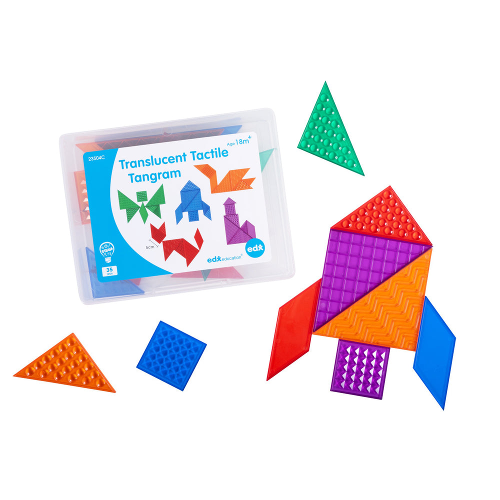 edxeducation Translucent Tactile Tangrams - Sensory Exploration Set