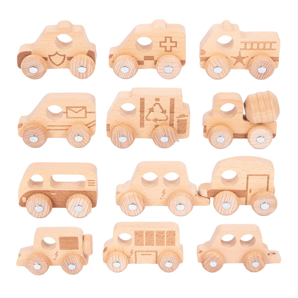 TickiT Natural Wooden Vehicles Set - 12 Piece Playset