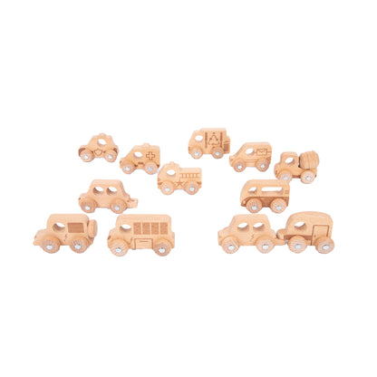 TickiT Natural Wooden Vehicles Set - 12 Piece Playset