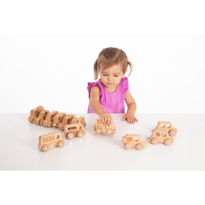 TickiT Natural Wooden Vehicles Set - 12 Piece Playset