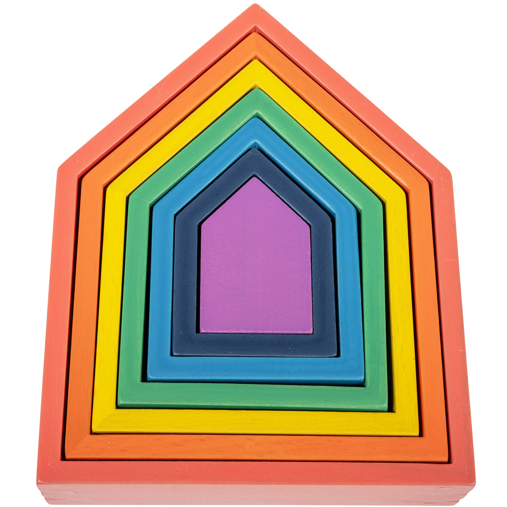 TickiT Rainbow Architect Houses - Colorful Wooden Nesting Play Set of 7