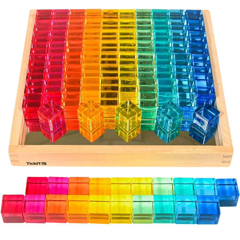 TickiT Gem Cube Mirror Tray - Colorful Sensory Exploration