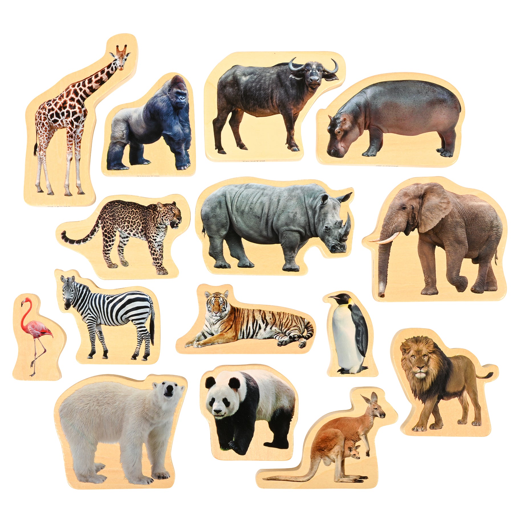 TickiT Wooden Wild Animal Blocks - Imaginative Play Set of 15