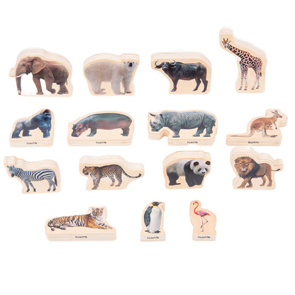 TickiT Wooden Wild Animal Blocks - Imaginative Play Set of 15