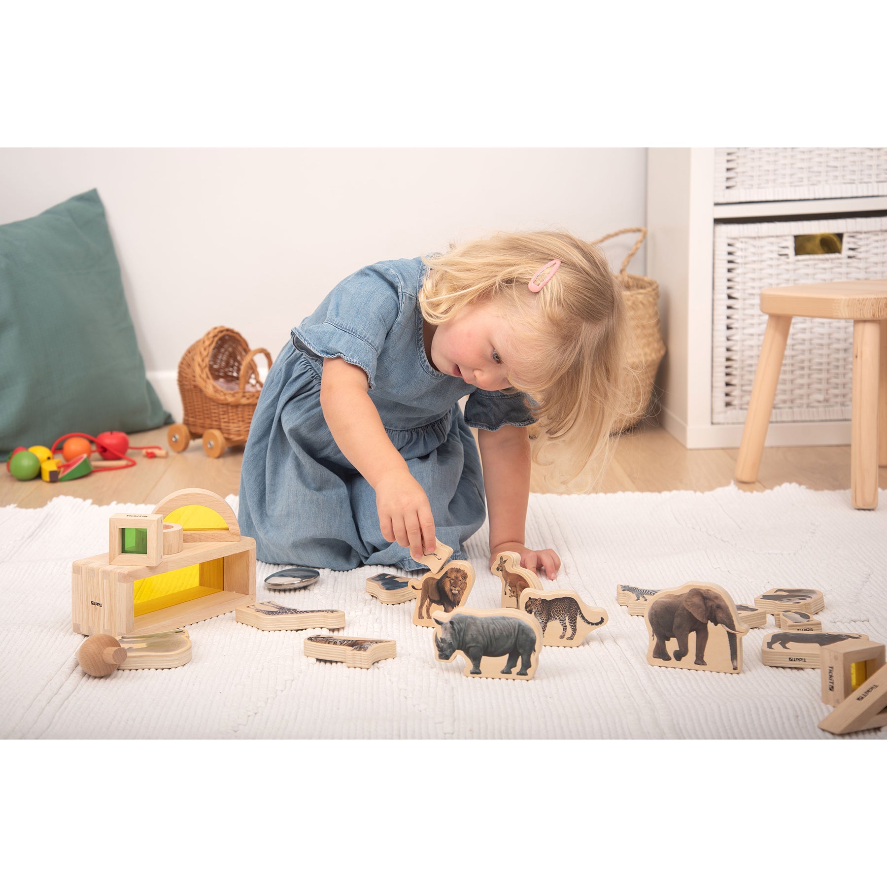 TickiT Wooden Wild Animal Blocks - Imaginative Play Set of 15