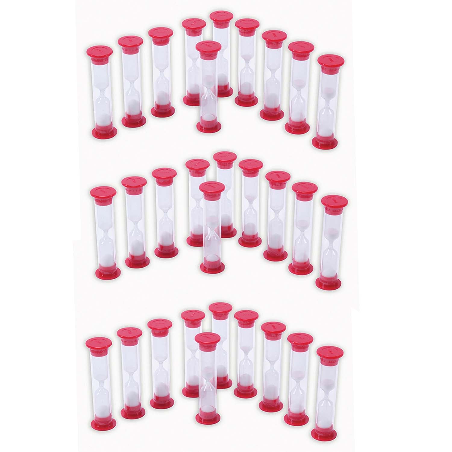 Learning Advantage Red Sand Timers - One Minute Durations - 30 Count