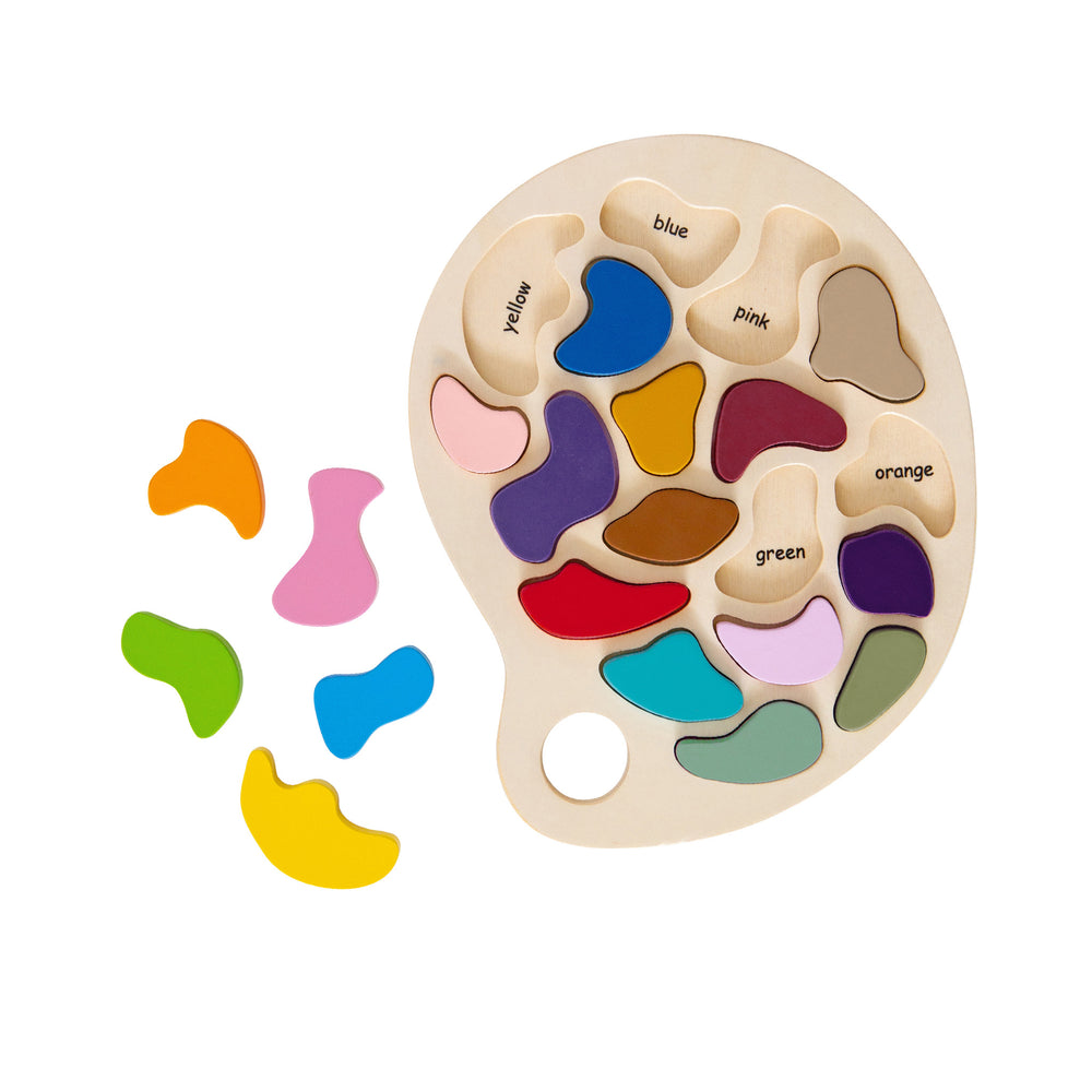 The Freckled Frog Colorful Artist Palette Wooden Puzzle - 19 pc