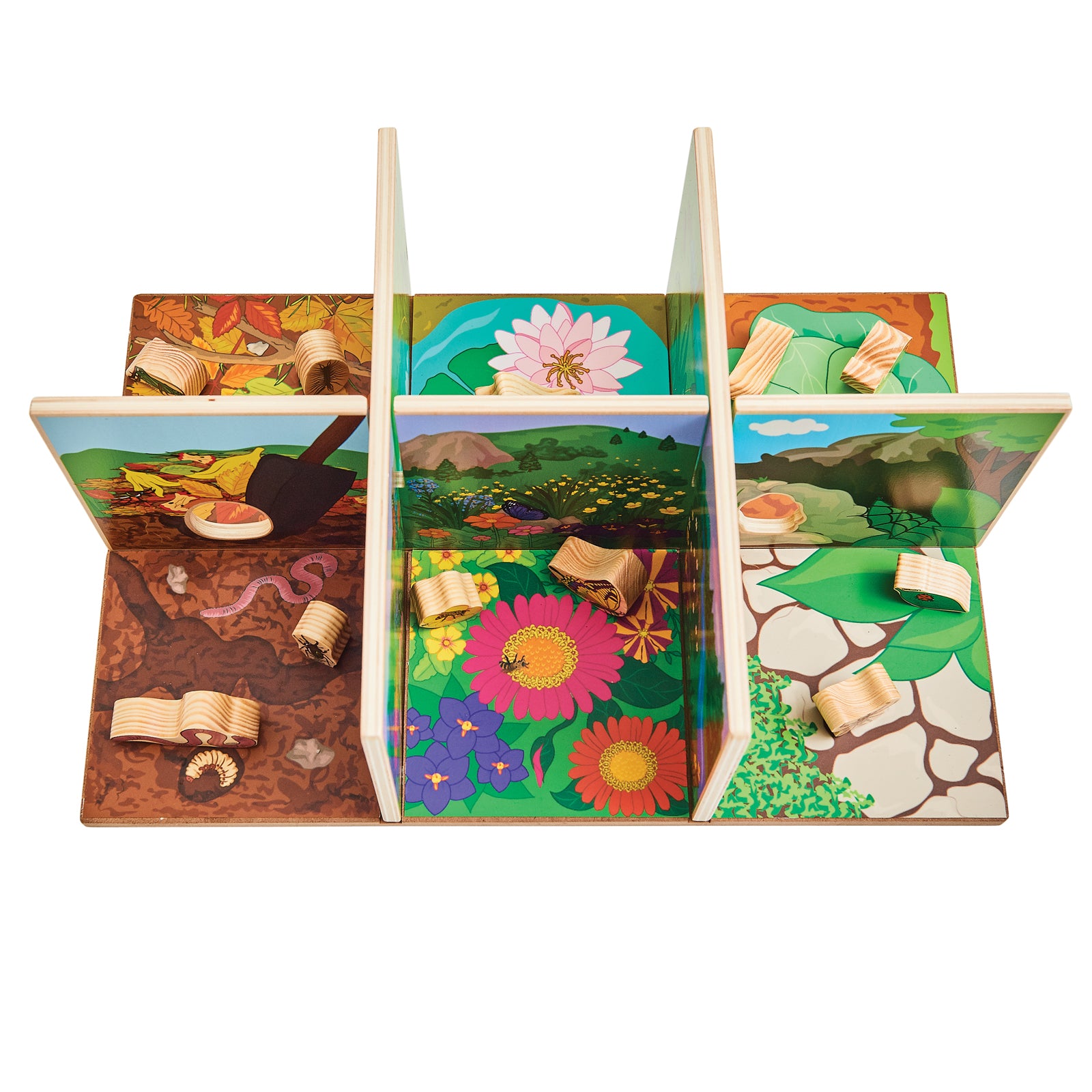 The Freckled Frog Minibeast Adventure Playset - Colorful Bug Blocks and Habitats - 15 Pieces